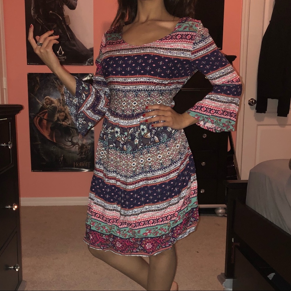 Bell Sleeve Casual Dress